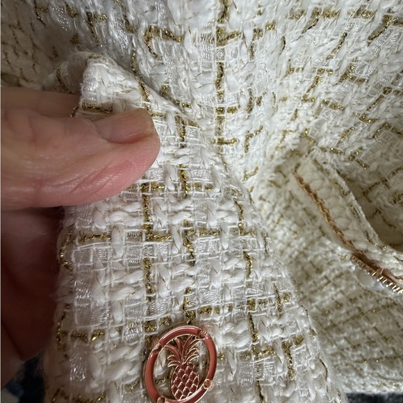 Simply Southern Scalloped Cream Tweed Dress with Puffy Sleeves NWT Size Medium - Picture 9 of 17